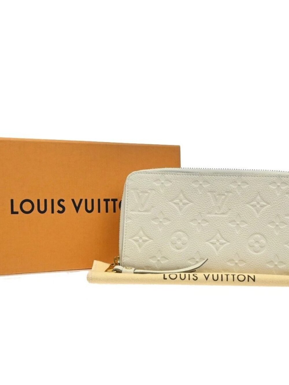Louis Vuitton Cream Embossed Monogram Zip-Around Wallet